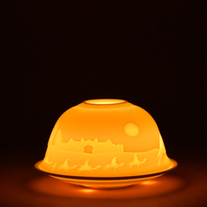 Handgefertigter DUBAI CITY Themen-Porzellan-Lithophan Feenlicht-Votivkerzenhalter mit Individuellem Logo Keramik-Kuppel Teelichthalter - Product Image 6