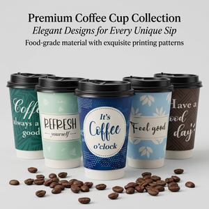 Gobelets à café jetables en papier kraft à double paroi avec logo personnalisé, recyclables, écologiques, pour boissons chaudes à emporter avec couvercles - Product Image 1