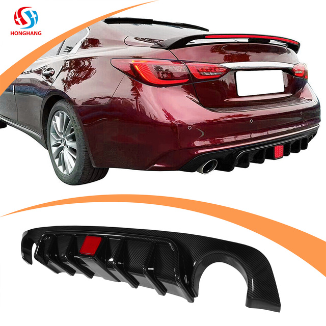 Honghang Factory Manufacture PP Glossy Black Rear Bumper Lip Rear Diffuser for Infiniti Q50 Accessories 2018 2019 2020 2021
