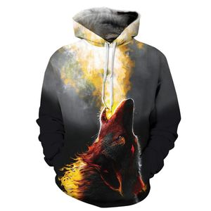 Felpa girocollo con stampa animalier Wolf Unicorn Pattern Sweat A Capuche Unisexe felpe con cappuccio rotonde A sublimazione con stampa 3D - Product Image 2