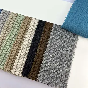 Vente en gros de tissu tricoté en laine épaisse 88% fibre de polyester 12% viscose 390gsm tricot vêtements pull tissu pour femmes