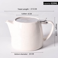 Mini théière blanche avec couvercle en acier inoxydable, bouilloire en céramique en forme de bosse avec passoire et infuseur
