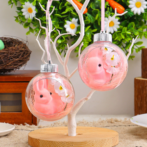 DAMAI Easter Decor Acrylic Ball Ornament with Cute Bunny Design Transparent Hanging for Holiday Party Home Window and Tree Decor - Product Image 3