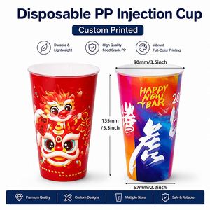 Vaso de Plástico Desechable Personalizado de 16oz, Estilo Chino Loong, para Vino, Té con Leche, Limonada, Fiestas, PP - Product Image 3