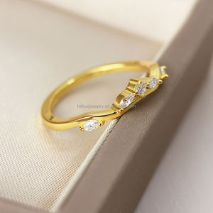 Bague en pierres précieuses classique de luxe, simple, mignonne, charmante, empilable, plaquée or 18 carats, plaquée rhodium, bijoux pour femmes - Product Image 4