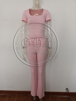 Zomerkleding voor lange vrouwen, loungewear set voor dames, op maat gemaakte korte mouwen met wijde broek, dames 2-delige loungeset