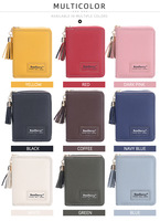 Dompet Koin Warna Permen Baellerry Langsung dari Pabrik, Minimalis, Bahan Kulit PU, Tempat Kartu Kredit untuk Wanita