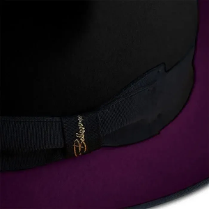 Black <b>purple</b> Fedora <b>Hat</b> With Tan Brim Unisex Adult 56-58CM Four Seasons Casual Wool Material Formal Style - Product Image 4