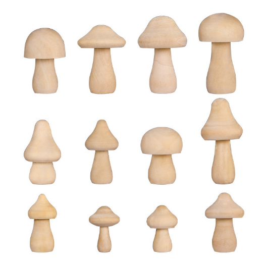 Tête de champignon en bois pour l'éducation de la petite enfance, jouets peints de bricolage