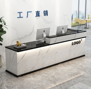 Muebles de Oficina Comerciales con Logotipo, Mostrador de Recepción en Forma de I, Mostrador de Recepción Moderno de Madera para Vestíbulo - Product Image 3