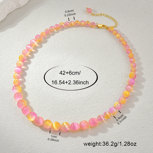 สร้อยคอลูกปัดโอปอไลท์หลากสีพร้อมตะขอสีทองสำหรับเครื่องประดับแฟชั่นสำหรับวันหยุดพักผ่อนชายหาด - Product Image 3