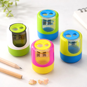 <span class=keywords><strong>Taille</strong></span>-<span class=keywords><strong>crayon</strong></span> manuel à double trou avec bac à copeaux, lame en métal et plastique, fournitures scolaires - Product Image 1