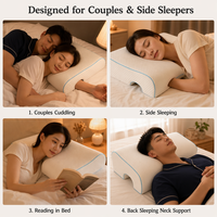 Oreiller ergonomique rectangulaire en mousse à mémoire de forme pour dormeurs latéraux, soulagement des douleurs cervicales, design arqué, respirant et lavable