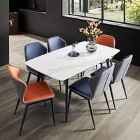 Ensemble table et chaises de salle à manger en bois brillant de style italien moderne, luxe léger, forme rectangulaire, pour la maison, petit appartement