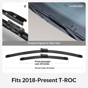 Spazzole <span class=keywords><strong>tergicristallo</strong></span> in gomma senza telaio anteriori e posteriori compatibili con FAW-Volkswagen T-ROC OLIVER, modello 20/21, all'ingrosso - Product Image 3