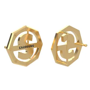 Carosung Luxury Metal Hardware Supplier Free 3D Design Custom Name Letter Logo 304 Stainless Steel Octagon Plate S Belt Buckle