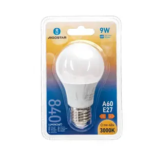 Bombilla LED E27 A60 9W, luz blanca cálida, de bajo consumo, ideal para iluminación residencial y comercial. - Product Image 2