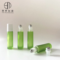4ml 6ml 8ml 10ml Roller Ball en acier parfum huile essentielle verre noir mat givré rouleau sur bouteille avec bouchon en plastique