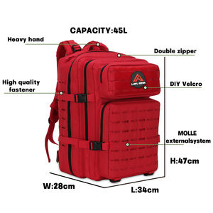 Sac à dos tactique Lupu 45L grand format avec système MOLLE, en nylon imperméable, pour la randonnée, le cyclisme et les sports de plein air - Product Image 2