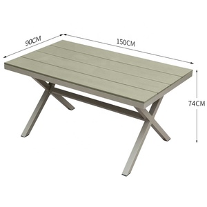 2024 vente chaude Patio rectangle ensemble <span class=keywords><strong>de</strong></span> Table <span class=keywords><strong>jardin</strong></span> extérieur <span class=keywords><strong>imitation</strong></span> <span class=keywords><strong>bois</strong></span> Table à manger chaises ensemble cour salle à manger ensemble <span class=keywords><strong>de</strong></span> meubles - Product Image 5
