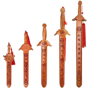 Colgante de espada de madera de durazno con relieve tallado del Pabellón Linglong, decoración Feng Shui para el hogar, regalo - Product Image 5
