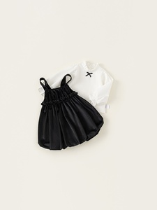 Traje de primavera y otoño para niñas, Vestido de manga larga, falda con lazo para niños, 2 piezas, ropa de moda para bebés y niños - Product Image 3