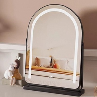 Miroir de maquillage électronique LED avec interrupteur tactile, miroir de maquillage sur pied, cadre en métal, verre personnalisé, cosmétique de bureau