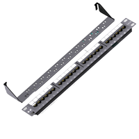 Panel Patch Cat5e 110Style Tanpa Pelindung, 24-Port 1RU untuk Rak, Termasuk Bar Manajemen Kabel untuk Kabinet Jaringan 19 Inci