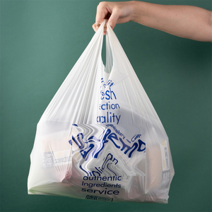 Supermarket Shopping Plastic <b>Bags</b> Compostable Shopping 100 Biodegradable <b>Compost</b> Plastic T-Shirt <b>Bag</b> - Product Image 2