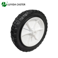 Roue universelle en caoutchouc de 7 pouces avec moyeu en plastique, capacité de charge de 70 kg, pièce de rechange pour tondeuse à gazon, chariot à main, chariot utilitaire