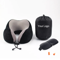 Ensemble de refroidissement masque pour les yeux coussin de repos pour le cou 3 in1 U forme mousse à mémoire voyage cou oreiller