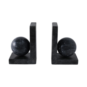 Fermalibri a forma di L con sfera in marmo per uso decorativo su scaffali - Product Image 1