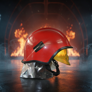 노운세이프티 노란색/빨간색 반사 스트라이프 소방관 헬멧 목 보호대 내구성 강한 하드형 선택형 손전등 액세서리 - Product Image 5