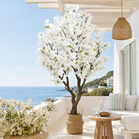 Arbre artificiel de cerisier blanc, grand arbre en pot pour l'intérieur, arbre de sakura pour la décoration d'hôtel et de maison