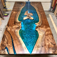 Vente en gros Restaurant luxe personnalisé Unique en Stock plateau de Table basse en bois époxy en résine ronde