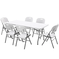 Mobilier d'extérieur HDPE à jambe en métal de haute qualité table pliante de pique-nique de banquet pliable en plastique rectangulaire de 6 pieds