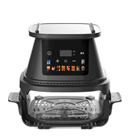 Anbolife Nueva Freidora de Aire 2 en 1 de 4L con Parrilla de Vidrio |   Pantalla Táctil Digital de 1500W |   Cesta de Vidrio sin PFAS con 10 Preajustes, OEM ODM