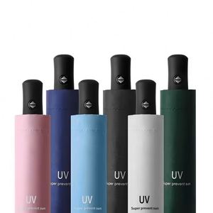 Parapluie promotionnel pliant en 3 sections anti-UV automatique, coupe-vent et pare-soleil, personnalisable avec logo pour la pluie - Product Image 2