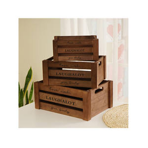 rustic cheap set of 3 pine wooden wine crate box wooden craft box
