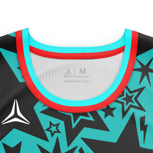 Débardeur de basketball pour hommes et jeunes, confortable, à séchage rapide, en mesh, avec motif étoile noire entièrement sublimé, sans manches, pour l'entraînement - Product Image 3