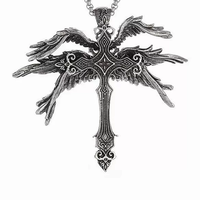 Collier Croix Ange à Six Ailes Tendance, Bijou Pendentif Gothique pour Homme