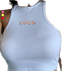 Camiseta de tirantes de verano para mujer, con logo personalizado impreso, diseño ajustado, nuevo modelo, a bajo precio, de color sólido. - Product Image 1