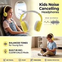 Audífonos Infantiles con Cancelación de Ruido Activa, Bluetooth, Sobre la Oreja, Edición Limitada, con Micrófono Integrado para Niños Pequeños, Clases en Línea, Viajes, Avión