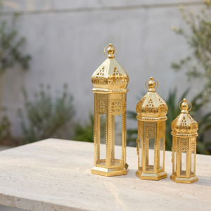 Wholesale <b>Gold</b> Metal Moroccan Candle <b>Lanterns</b> in Different Sizes for Home & Ramadan Decoration - Product Image 3