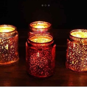 Wholesale Embossed Candle Jars With <b>Lids</b> 3/8 oz Custom Clear Glass Candle Vessel Home <b>Decor</b> Empty Embossed Candle Containers - Product Image 3