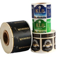 Etiqueta Autoadhesiva para Botellas de Vodka y Vino, Papel con Textura Mate, Lámina Dorada, Corte Redondo, Etiqueta de Vinilo con Código de Cristal para Aceites Esenciales