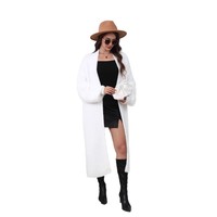 Cardigan décontracté en tricot pour femme, automne-hiver, coupe ample grande taille, effet amincissant, en fausse fourrure et velours, long manteau à col licou avec doublure en laine et dentelle
