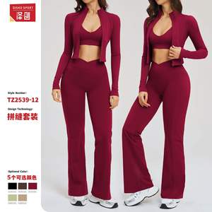 Conjunto de Ciclismo de Tres Piezas para Mujer Disko Sport, Color Sólido, Cierre de Cremallera, Manga Larga, Transpirable, de Secado Rápido, TZ2539-12 - Product Image 5