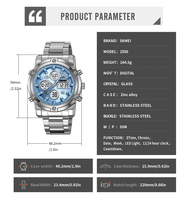 Hochwertige Lieferanten Top-Marke SKMEI Dual Time Edelstahl Analog Digital Electronics Watch