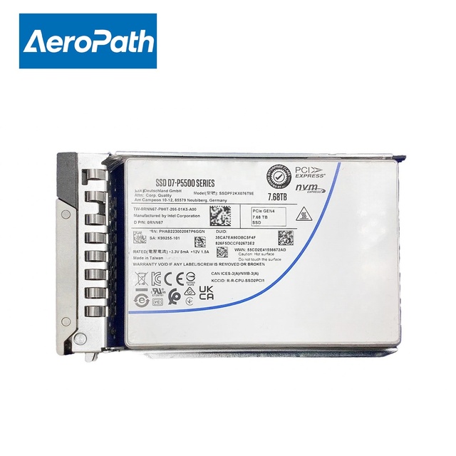 D7-P5500 Series SSDPF2KX076T9E 7.68TB 2.5in PCIe 4.0 X4, NVMe U.2 15mm 96-Layer TLC 3D NAND SSD